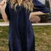 Blue Ruffled Sleeve Shift Dress