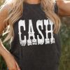 Gray CASH Letter Print Crew Neck Tank Top