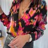 Black Tie-dye Abstract Print Long Sleeve Shirt