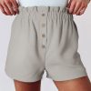 Gray Linen Mix Paper Bag Shorts