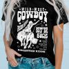 Black COWBOY Western Pattern Print Graphic T Shirt