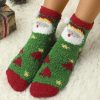 Green Christmas Santa Claus Sherpa Socks