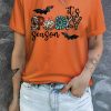 Orange It's Spooky Season Graphic Print Short Sleeve T Shirt