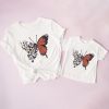 White Family Matching Butterfly Graphic Print Short Sleeve Girl's T Shirt