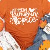 Orange Pumpkin Spice Letter Graphic Print Short Sleeve T Shirt