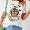 White Spooky Vibes Pumpkin Graphic Print T-shirt