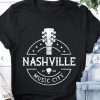 Black NASHVILLE MUSIC CITY Graphic Print Crew Neck T Shirt