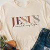 Khaki JESUS Saved My Life Crew Neck T Shirt