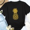 Black Pineapple Shape Graphic Print Short Sleeve T Shirt