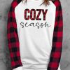 White COZY Season Plaid Long Sleeve Pullover