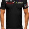 Black American Flag Letters Print Buttoned Short Sleeve Men's Polo Shirt