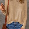 Apricot Solid Drop Shoulder Pullover Sweater