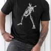 Black Skeleton Guitar Graphic Printed Men's Oversized Tee