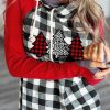 Christmas Tree Plaid Pattern Asymmetric Zip Hoodie