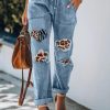 BE KIND Leopard Patches Distressed Jeans