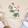 Khaki Rose Pattern Print Crewneck Short Sleeve T Shirt