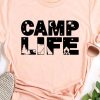 Pink Camp Life Outdoors Scene Graphic T Shirt