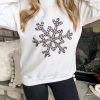 White Leopard Snowflake Pullover Sweatshirt