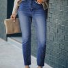 Blue High Waist Ankle-Length Skinny Jeans