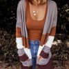 Open Front Colorblock Cardigan With Pockets