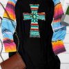 Black Turquoise Cross Graphic Serape Raglan Sleeve Shirt Dress