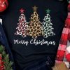 Black Leopard Tree Christmas Graphic Print T Shirt