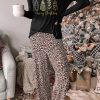 Merry Christmas Leopard Print Long Sleeve Wide Leg Lounge Set