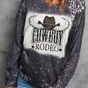 Black COWBOY RODEO Leopard Bleach Print Graphic Shirt