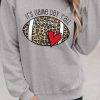 Gray IT\'S GAME DAY Y\'ALL Leopard Rugby Print Graphic Sweatshirt