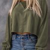 Green Drop Shoulder Cropped Sweatshirt