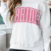 White BRIDE Letter Print Long Sleeve Graphic Sweatshirt