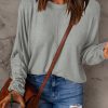 Gray Solid Color Patchwork Long Sleeve Top