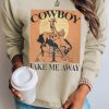 Khaki COWBOY Take Me Away Graphic Print Pullover Sweatshirt