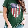 Green USA American Flag Faith Print T Shirt