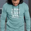 Sky Blue Men's Letter Print Color Block Kangaroo Pocket Long Sleeve Hoodie