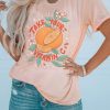 Pink Take Your Vitamin C Fruit Graphic Print Crew Neck T Shirt