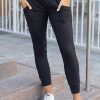 Black High Waist Pleated Pocket Leggings