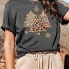 Leopard Christmas Tree Print Short Sleeve T-shirt