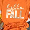 Orange Hello Fall Graphic Short Sleeve Tee