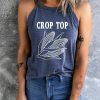 Blue CROP TOP Corn Graphic Print Halter Tank Top