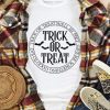 White Trick Or Treat Letters Print Short Sleeve Graphic T Shirt