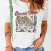 White Desert Vibes Cactus Graphic Print Short Sleeve T Shirt