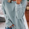 Sky Blue Drop Shoulder Slit Hem Casual Hoodie