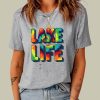 Gray LAKE LIFE Tie Dye Graphic Print Short Sleeve T Shirt