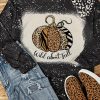 Black Halloween Pumpkin Wild About Fall Bleached Long Sleeve Top