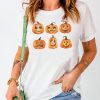 White Halloween Funny Pumpkin Graphic Print Short Sleeve T Shirt