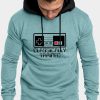 Blue Letter Graphic Print Color Block Men's Hoodie