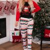 Red Merry Christmas Elk Graphic Print Family Matching Lounge Set