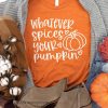 Orange Letter Pumpkin Print Crew Neck Graphic Tee