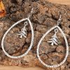 Silver Christmas Tree Teardrop Dangle Earrings